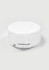 A white chef cap with a round shape and an elastic band at the back. It features a small logo tag.