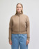A women's full-zip jacket in a light brown colour, featuring a high collar and fitted cuffs. Includes a logo.