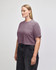 A garment dyed crop boxy T-shirt in a mauve colour, featuring a relaxed fit and short sleeves.