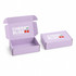 A purple custom box with a locking lid, featuring an inner box and a logo.