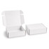 A white custom box with a locking lid, featuring an open and closed version.