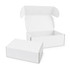 A white custom box with a locking lid, featuring an open lid and a smaller box beside it.