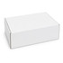 A white box with a locking lid, measuring 410 x 255 x 150mm, featuring a simple design and a logo.