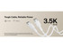 A white charging cable with two connectors, featuring a logo and a textured background.