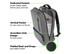 A grey backpack featuring dedicated pockets, an accordion-style design, and padded back and straps for comfort.