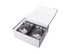 A white box containing two gin glasses, grey chilling stones, and a stirring spoon. Includes a logo on the box.
