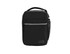A black insulated lunch bag featuring a front zip pocket and a mesh side pocket, with a logo.