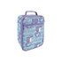 A purple and blue insulated lunch bag featuring a mermaid and starfish design, with a handle and front zipper.