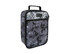 A insulated junior lunch bag features a grey and black design with silhouettes of cyclists and a handle on top.