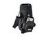 A drink bottle bag in black with gold accents, featuring a main compartment and a small front pocket for accessories.