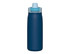 A drink bottle in dark navy with a light blue flip-top lid. It features a logo on the side.