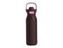 A drink bottle in dark brown with a pink lid and handle, featuring a logo. Holds 750ml and has a dual spout.