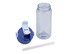 A drink bottle in clear Tritan with a blue lid and a straw, featuring a logo.