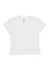A white women's baby tee with short sleeves and a fitted design. The tee features a brand logo on the inside label.