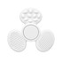 A white tactile fidget spinner featuring three textured surfaces for sensory stimulation and a central spinning mechanism.