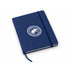 A navy FSC notebook with a white logo on the cover and a matching elastic band closure.