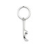 A silver keytag with a bottle opener design attached to a circular keyring.