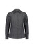A women's long sleeve shirt featuring a black and white checkered pattern, with button-up front and a collar.