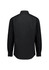 A black long sleeve shirt with a classic fit, featuring a standard collar and buttoned cuffs. It has a logo.