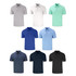 A collection of Cutter & Buck Forge men's polo shirts in grey, white, mint, blue, light blue, navy, dark blue, and black.