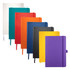 A collection of Nova Bound JournalBooks in various colours: white, teal, orange, black, yellow, and purple, all with branding.