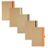 A set of five journals in kraft paper, featuring coloured elastic bands in red, blue, black, and orange.