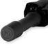 A black automatic umbrella handle with a rounded end featuring a logo, showcasing a sleek design suitable for leisure use.