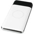 A wireless power bank in white and black with a sleek, reflective silver edge and a circular charger pad.