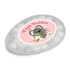 An oval-shaped container of egg-shaped white sugar-free breath mints featuring a cute koala illustration and branding.
