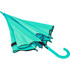 A teal fashion umbrella with black trim and a curved handle, showcasing a compact, auto-open design.