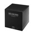 A black candle box featuring a minimalist design, labelled "Candle Sandalwood" with a logo.