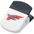 A white and black jumbo magnetic memo holder/clip with a logo on the front.