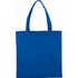A blue non-woven tote bag with two handles, featuring a logo on the front.