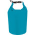 A teal waterproof outdoor bag with a drawstring closure and a black clip strap. It features a logo.
