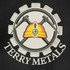 A logo featuring a hard hat crossed with hammers, surrounded by a gear design and the text "Terry Metals" below.