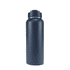 A drink bottle in navy blue with a black lid, featuring a simple design and a logo.