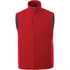 A red softshell vest for men, featuring a high collar and zip closure. It has a logo on the front.