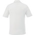 A short sleeve polo shirt in white, featuring a collar and a logo. The back view showcases its simple design.
