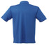 A blue short sleeve polo shirt for men, featuring a classic design and a logo on the back.