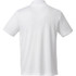A white short sleeve polo shirt for men, featuring a collar and a logo on the front.
