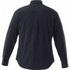 A black long sleeve button-up shirt for men, featuring a simple design and a back pleat. Includes branding.