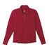 A red knit quarter zip jumper for men, featuring long sleeves and a partial zip front. Includes a logo.