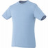 A short sleeve men's tee in light blue with a simple design and a logo on the front.