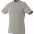 A light grey short sleeve men's t-shirt with a crew neckline and a small logo.