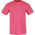 A short sleeve men's t-shirt in a vibrant pink colour, featuring a simple design and a logo.