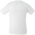 A plain white short sleeve men's t-shirt with a back view. It features a logo on the upper back.