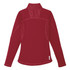 A women's quarter zip jumper in a rich burgundy colour featuring a textured back panel and logo.