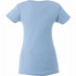 A light blue women's short sleeve tee with a simple design and a logo on the back.
