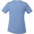 A light blue women's short sleeve tech tee featuring a round neck and a logo on the back.