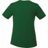 A green women's short sleeve tech tee featuring a simple design and a branding logo.